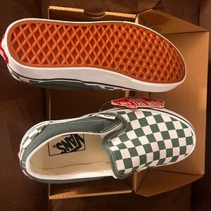 Vans Classic Slip-On Theory Checkerboard Green Size 4.5 men/6.0 women